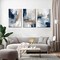 3Pcs Framed Navy Blue Wall Art Abstract Modern Brown Watercolor Canvas Posters Prints Minimalist Neutral Wall Decor Pictures